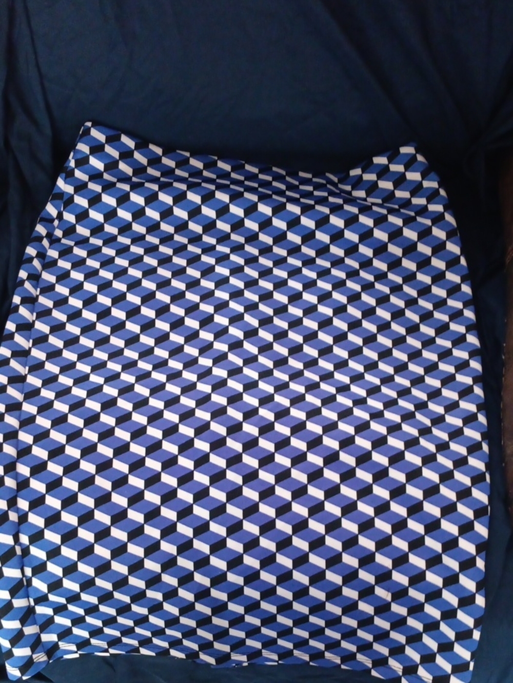 NYC Blue and White Geometric Pencil Skirt